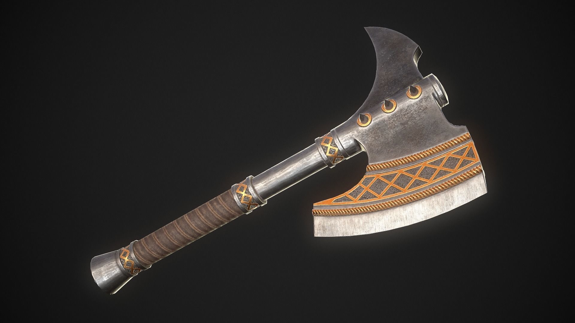 Fantasy Axe 2 - 4 Variations 3D Model Collection_2
