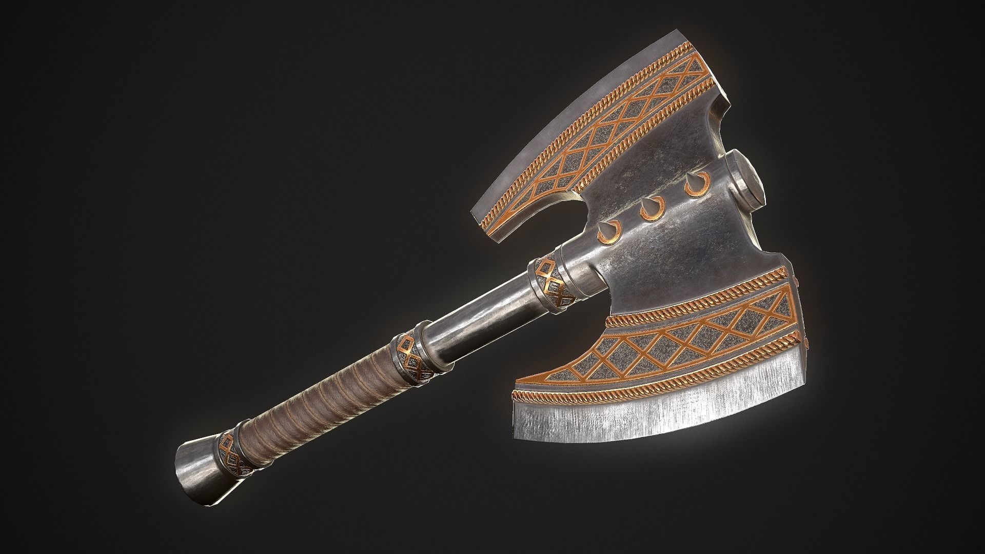 Fantasy Axe 2 - 4 Variations 3D Model Collection_13