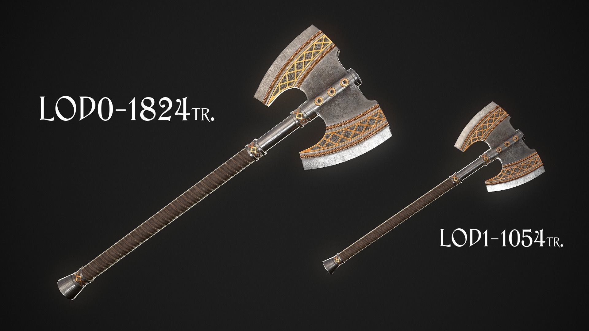 Fantasy Axe 2 - 4 Variations 3D Model Collection_18