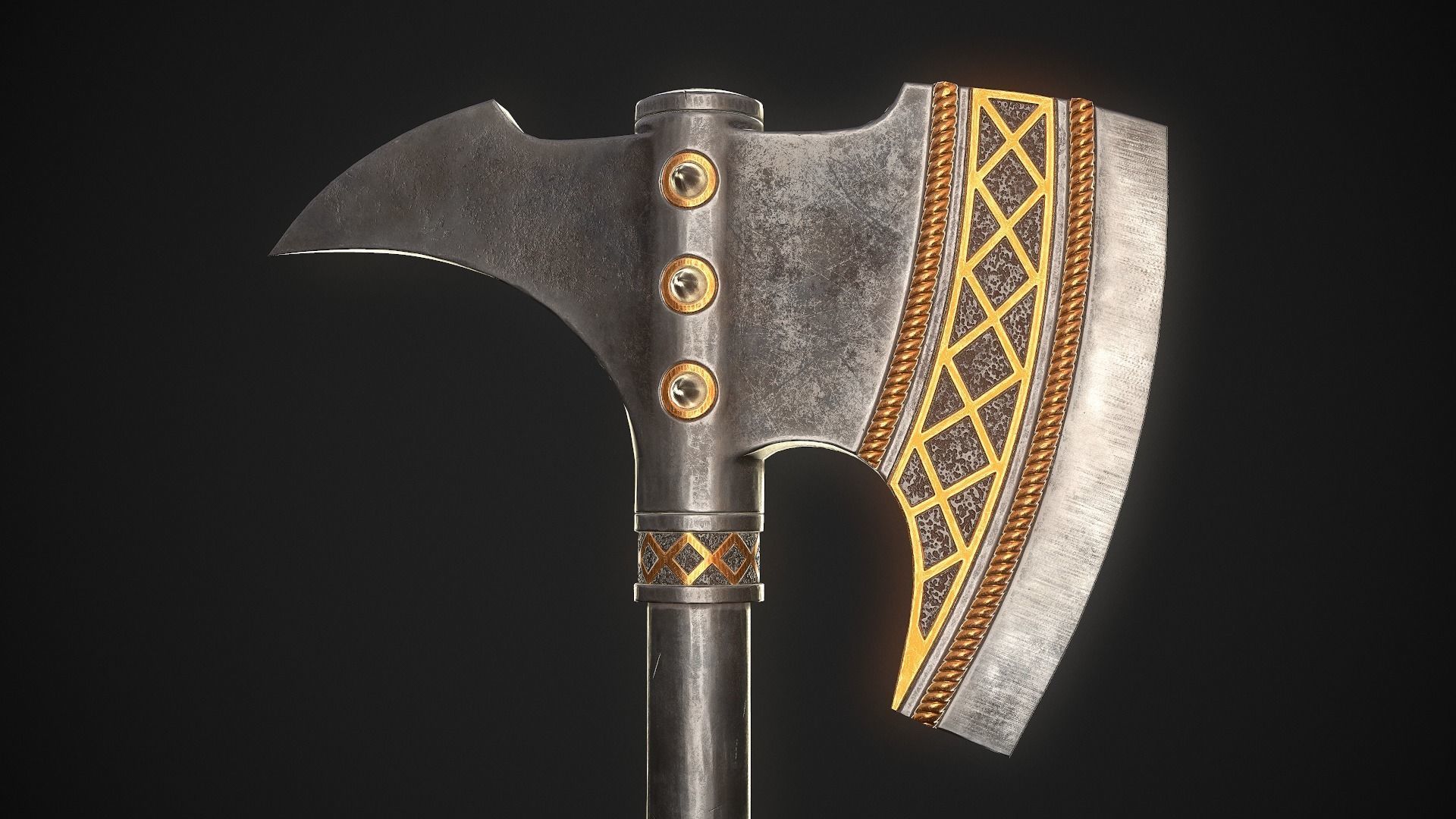 Fantasy Axe 2 - 4 Variations 3D Model Collection_5