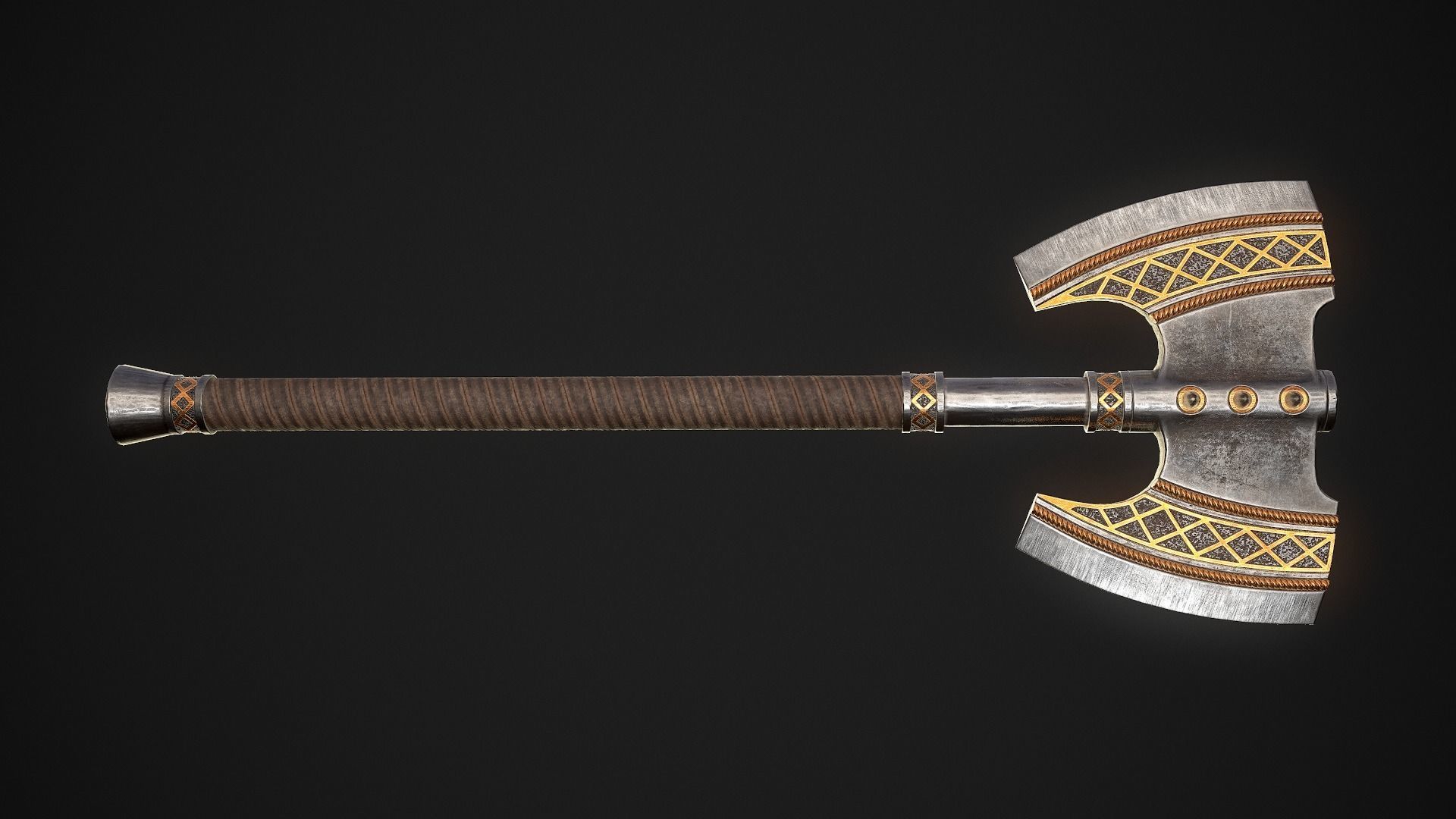 Fantasy Axe 2 - 4 Variations 3D Model Collection_21
