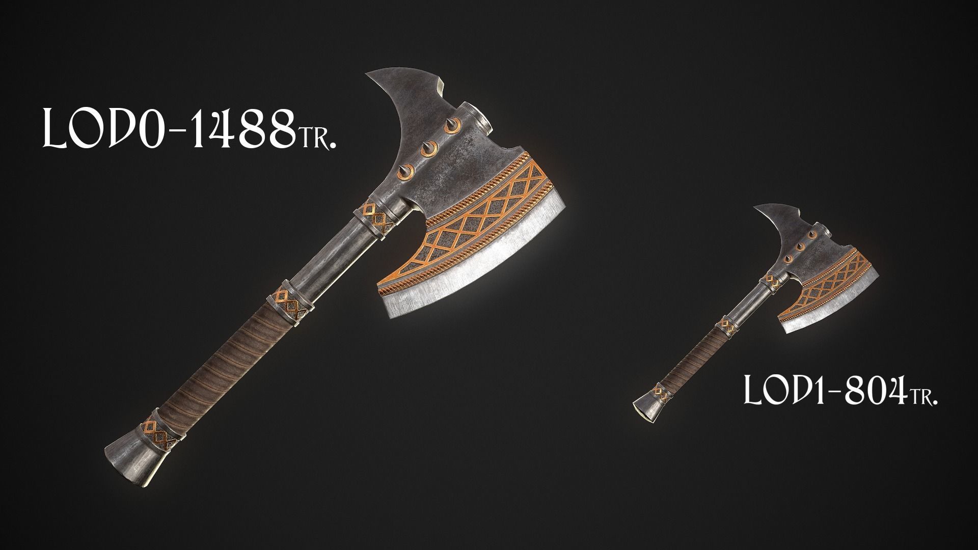 Fantasy Axe 2 - 4 Variations 3D Model Collection_1