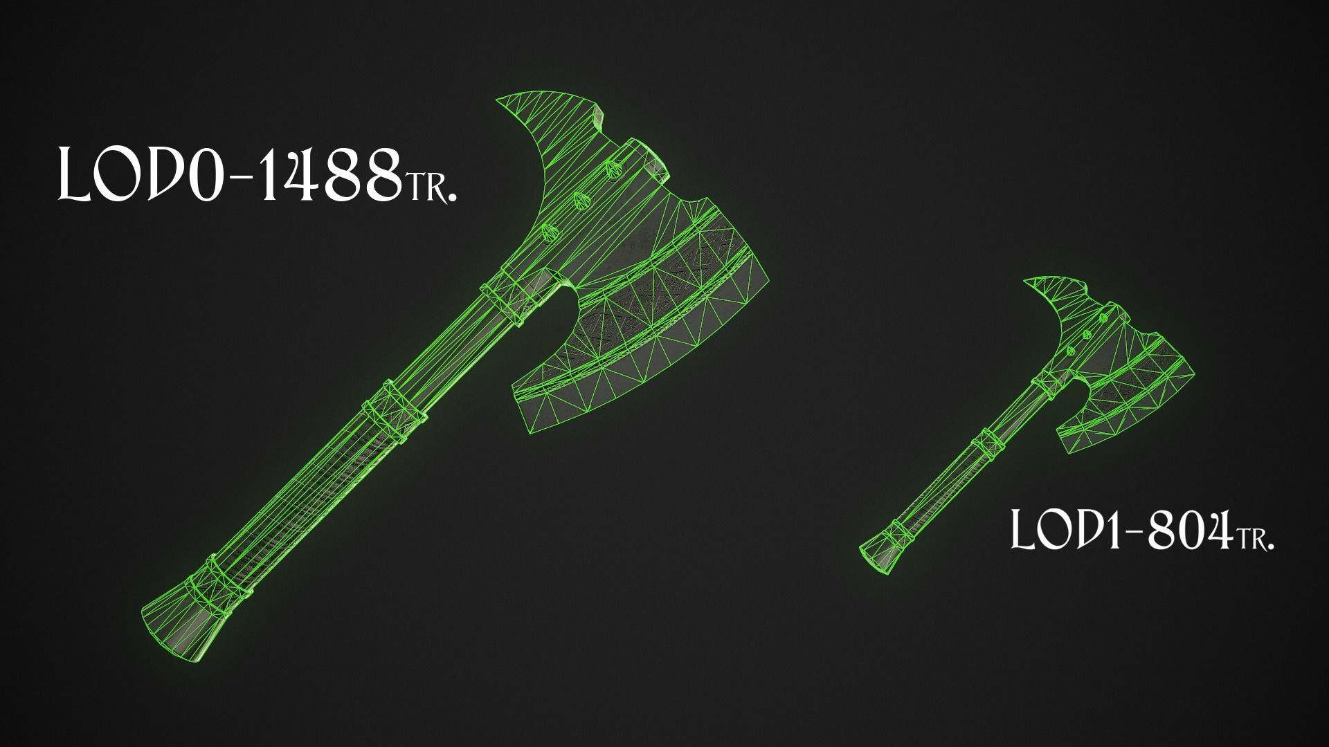 Fantasy Axe 2 - 4 Variations 3D Model Collection_6