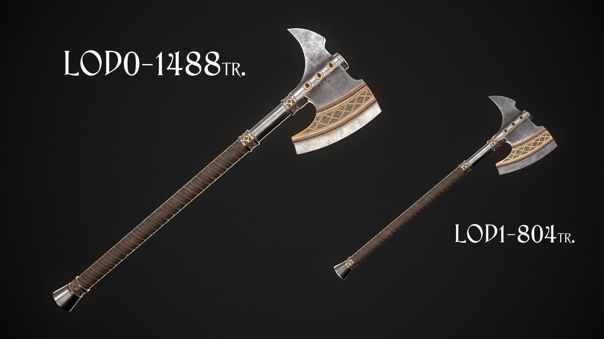 Fantasy Axe 2 - 4 Variations 3D Model Collection_7