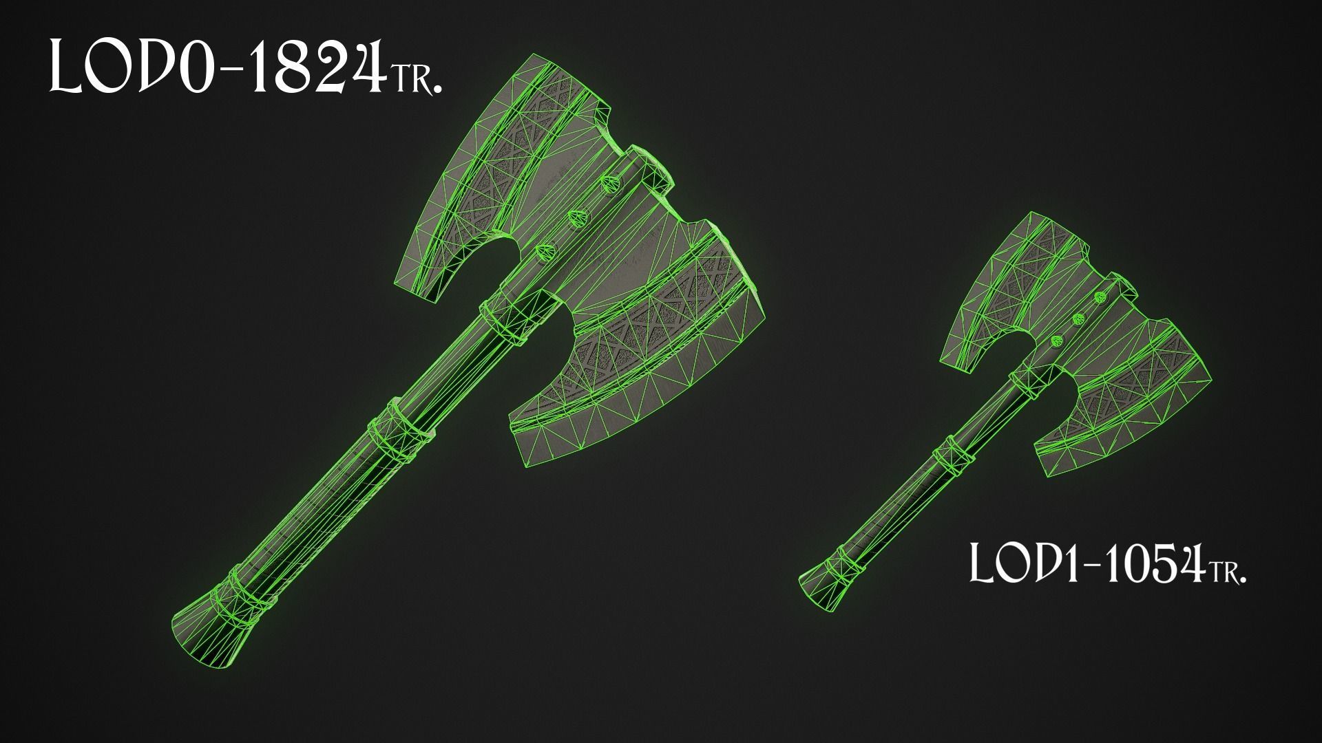 Fantasy Axe 2 - 4 Variations 3D Model Collection_17