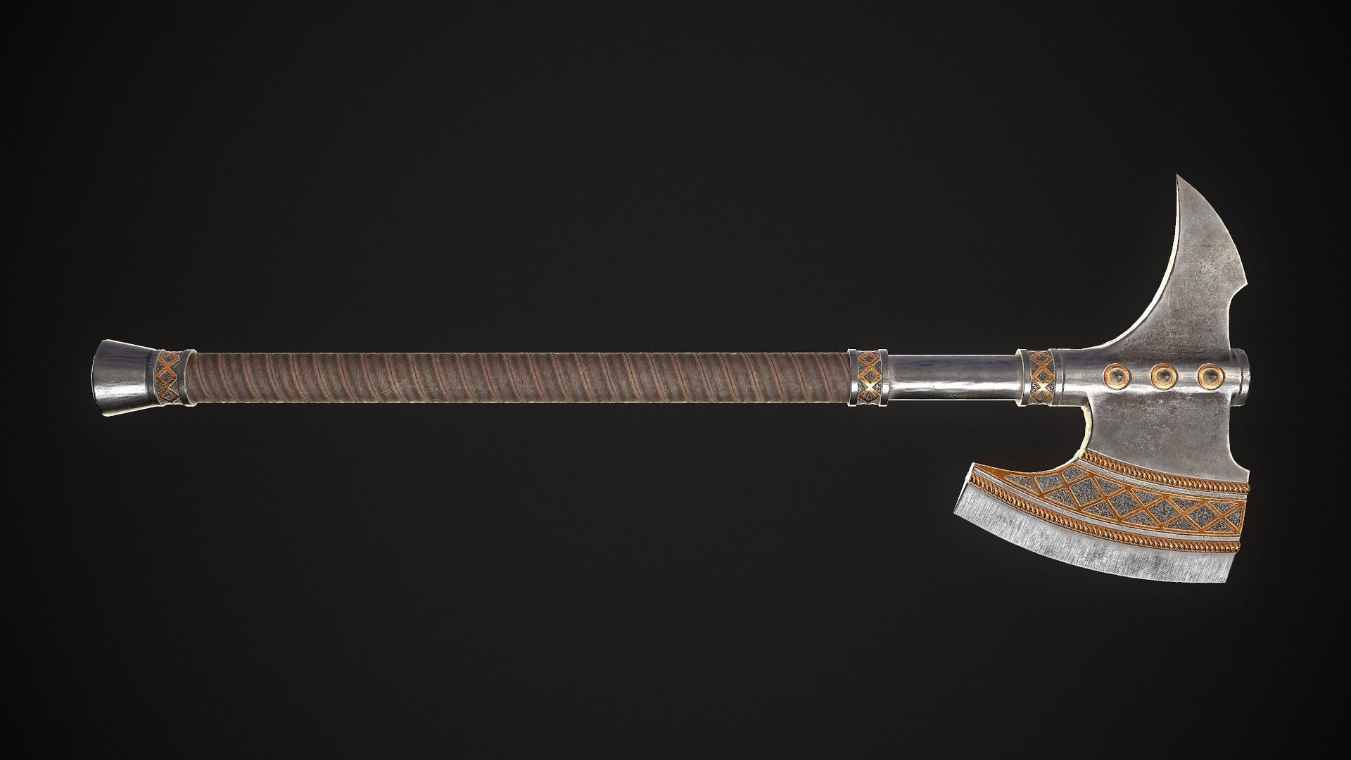 Fantasy Axe 2 - 4 Variations 3D Model Collection_9