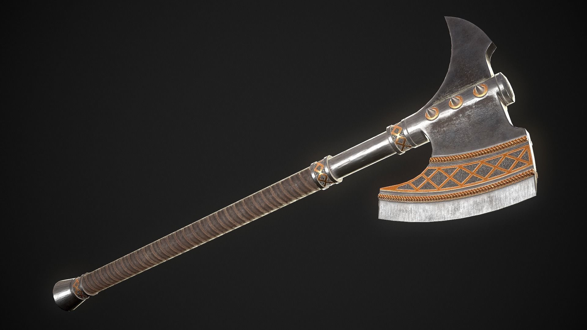 Fantasy Axe 2 - 4 Variations 3D Model Collection_8
