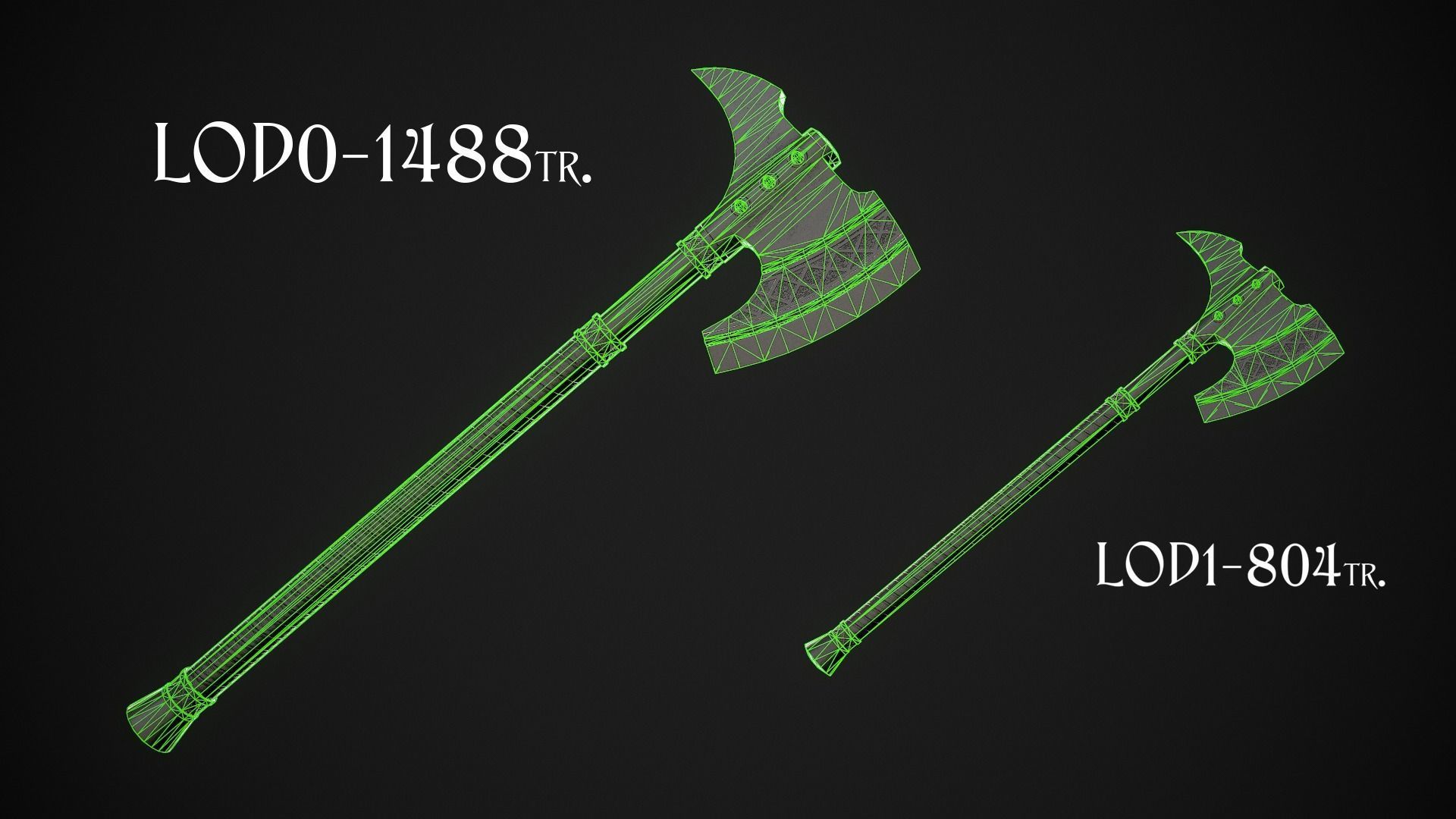Fantasy Axe 2 - 4 Variations 3D Model Collection_11