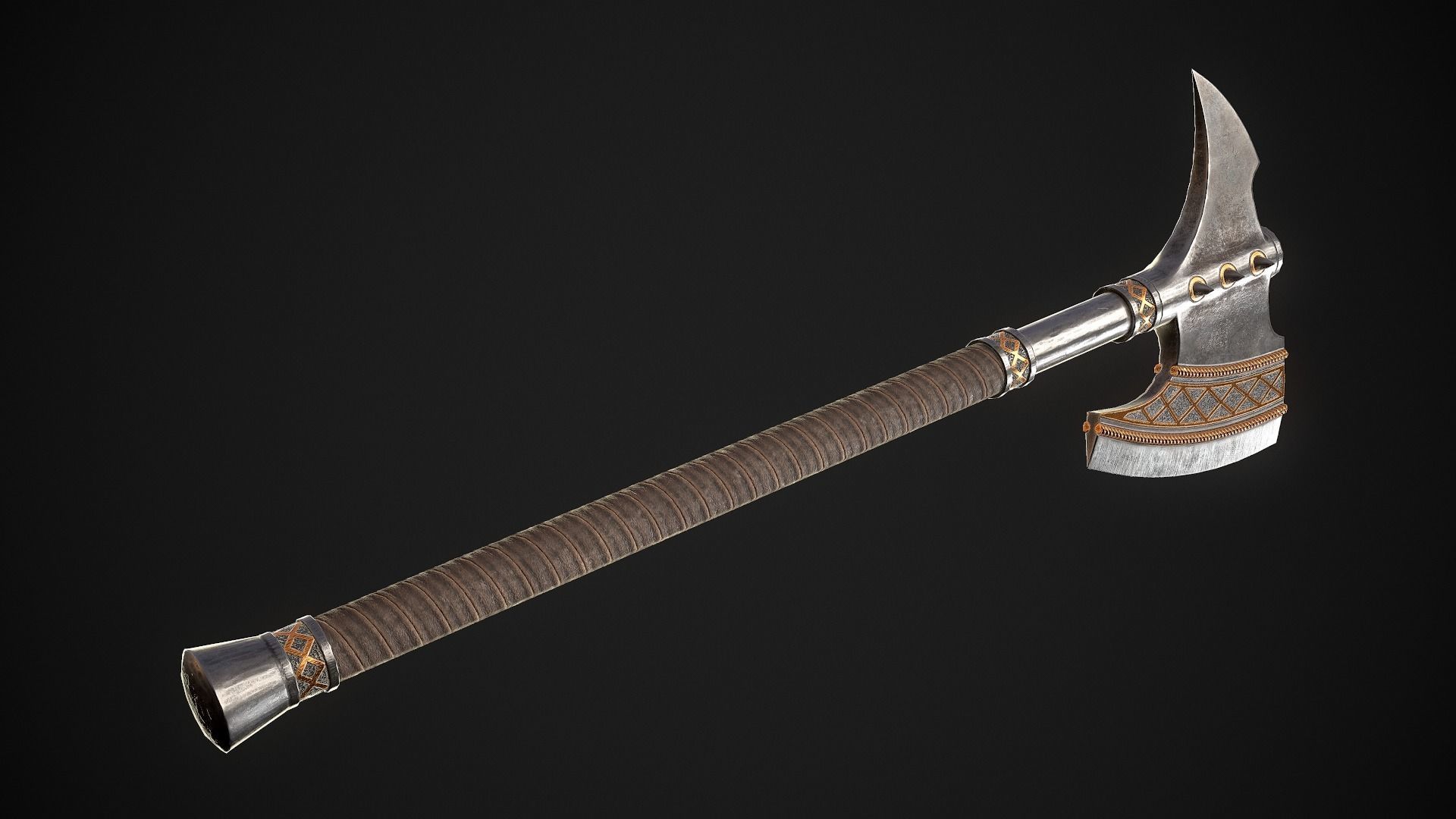 Fantasy Axe 2 - 4 Variations 3D Model Collection_10