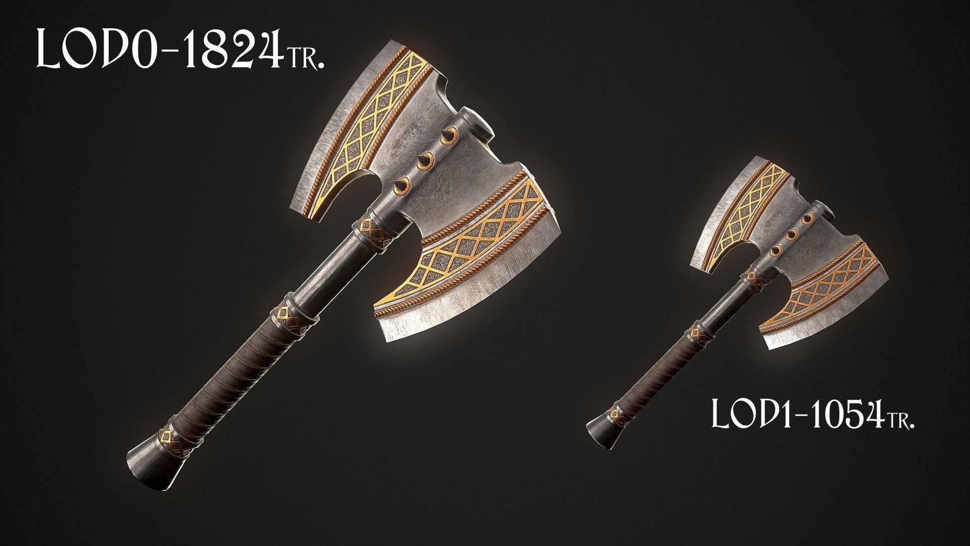 Fantasy Axe 2 - 4 Variations 3D Model Collection_12