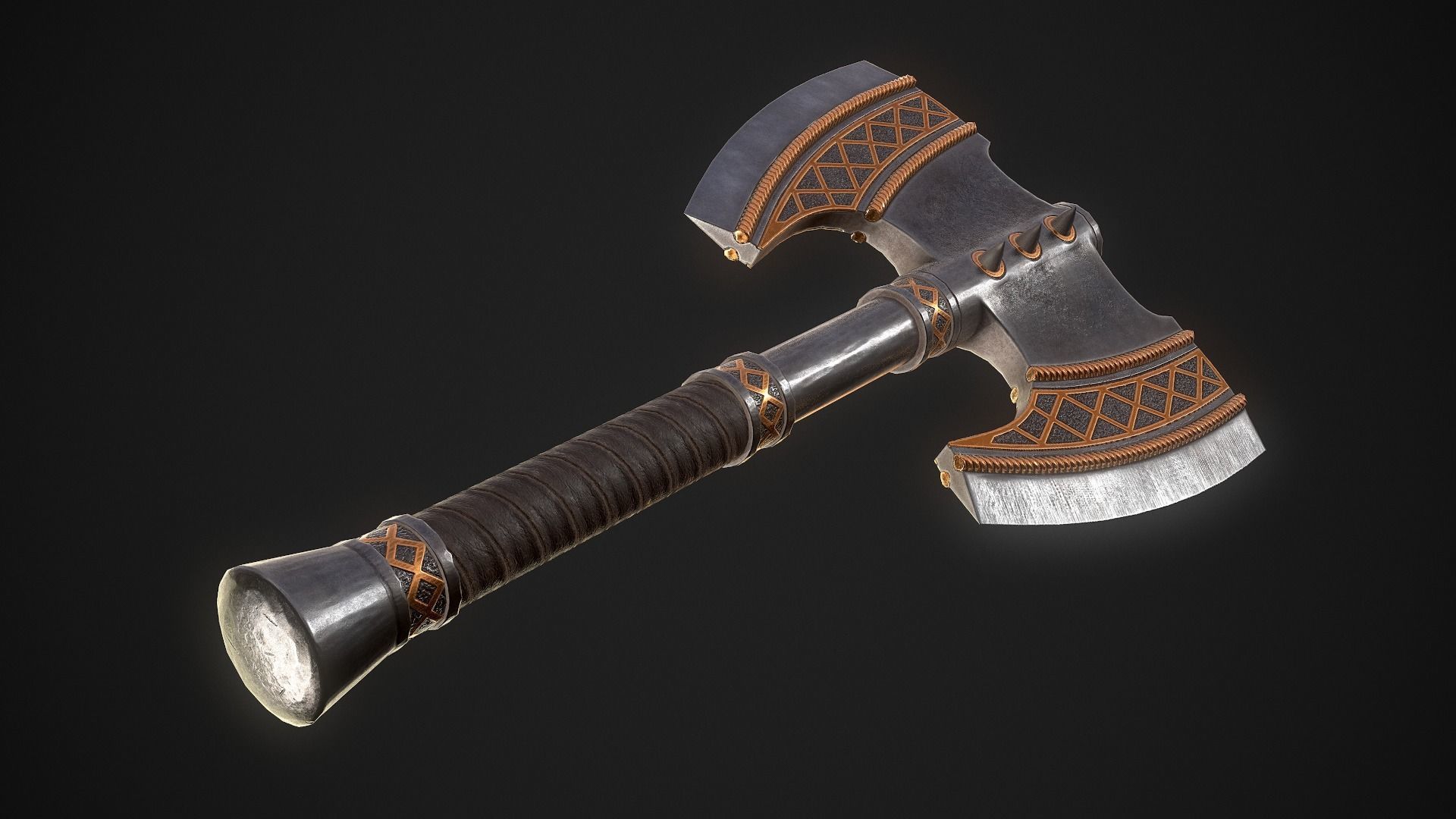 Fantasy Axe 2 - 4 Variations 3D Model Collection_14