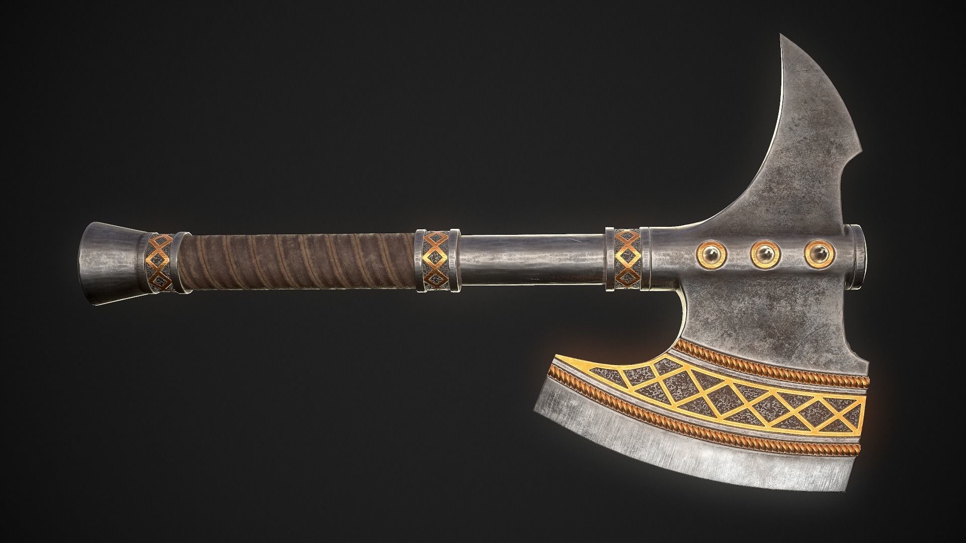 Fantasy Axe 2 - 4 Variations 3D Model Collection_3
