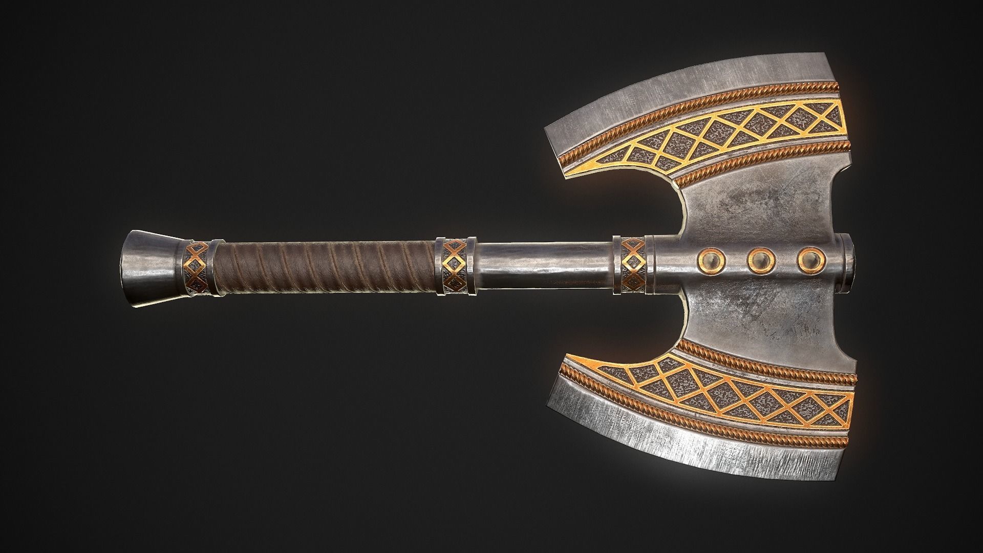 Fantasy Axe 2 - 4 Variations 3D Model Collection_15