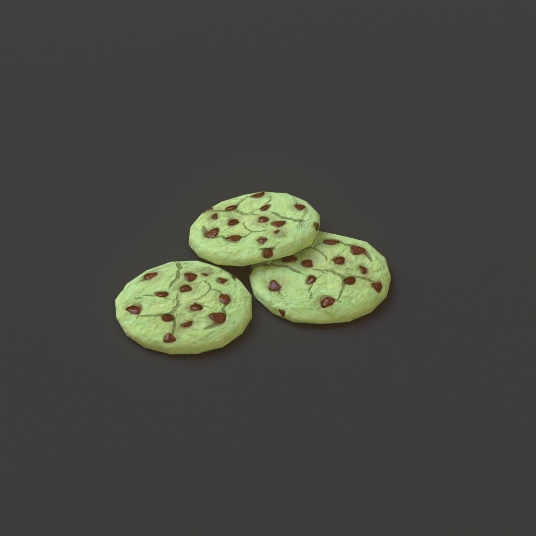 Mint Chocolate Chip Cookies G74 Low-poly 3D model_12