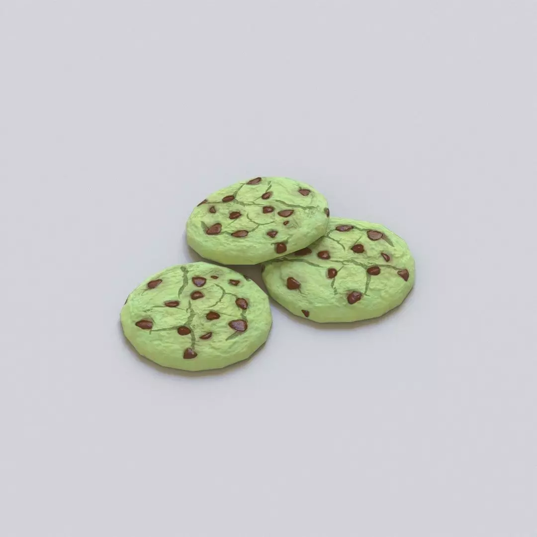 Mint Chocolate Chip Cookies G74 Low-poly 3D model_0