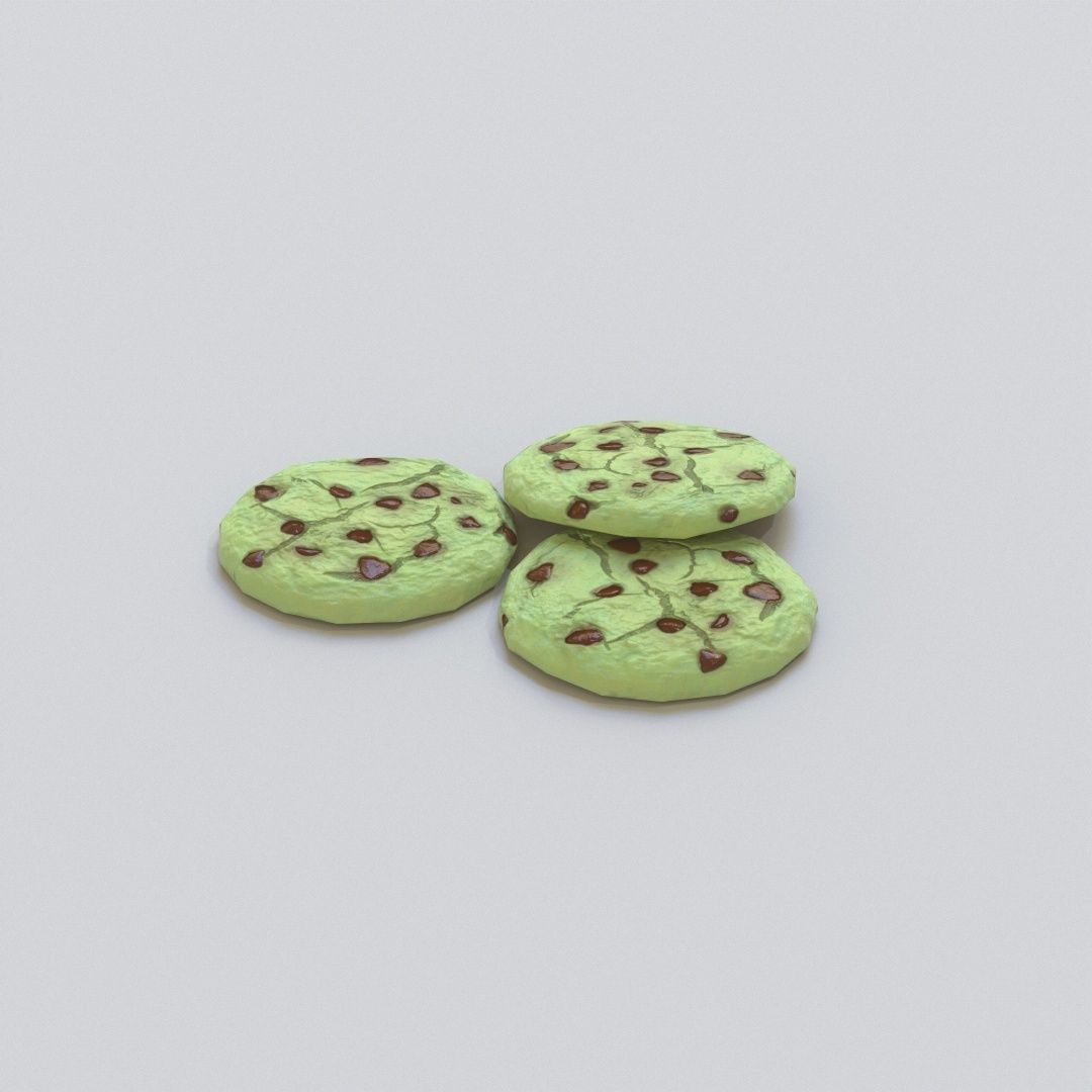 Mint Chocolate Chip Cookies G74 Low-poly 3D model_6