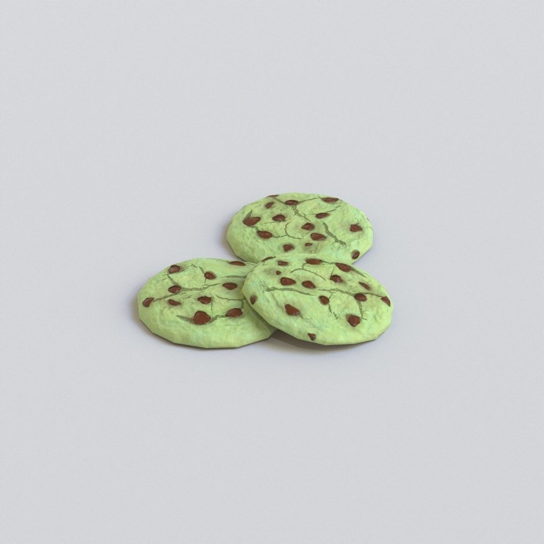 Mint Chocolate Chip Cookies G74 Low-poly 3D model_4
