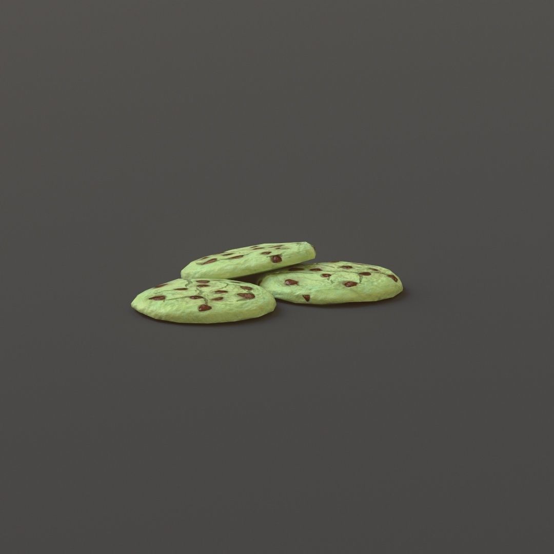 Mint Chocolate Chip Cookies G74 Low-poly 3D model_11