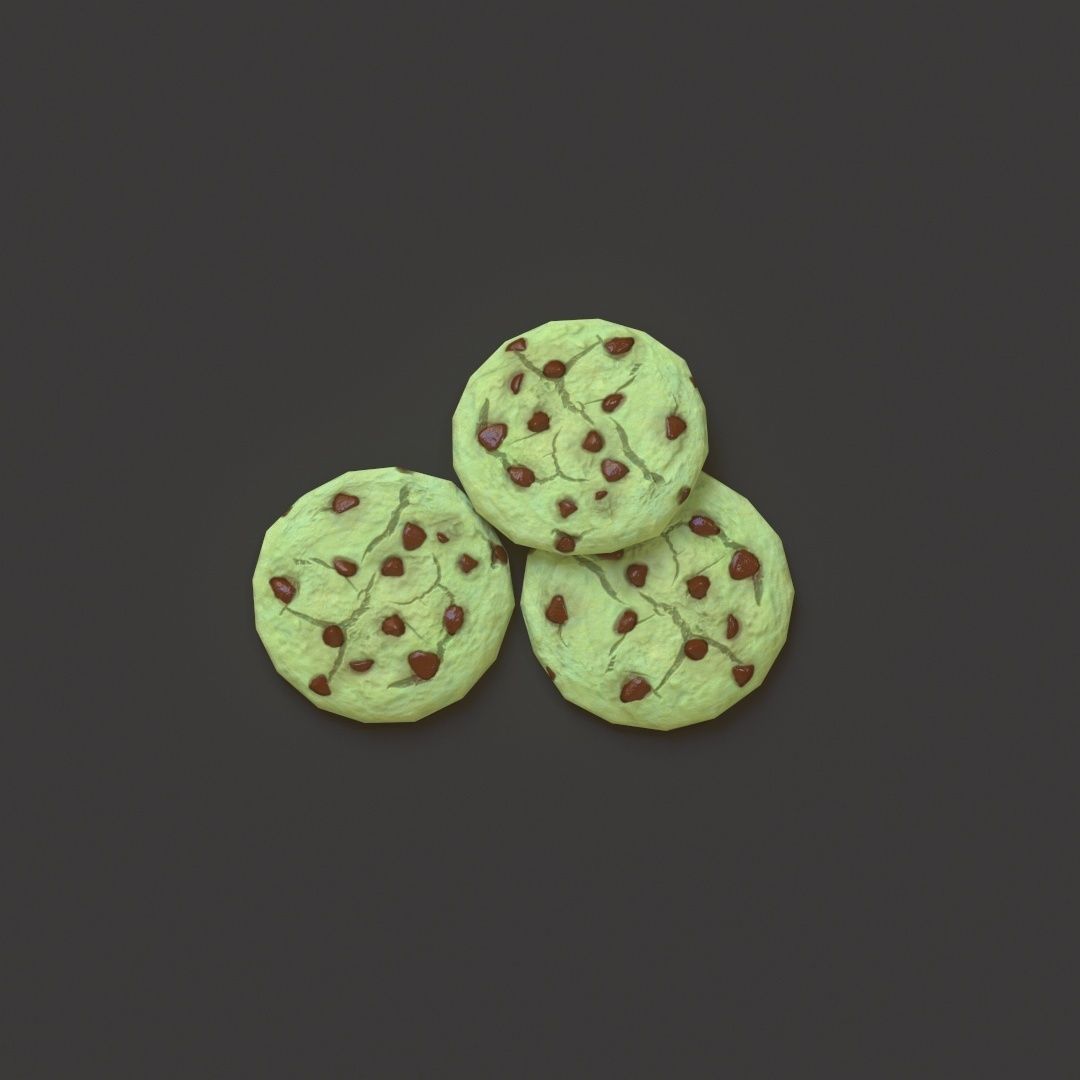 Mint Chocolate Chip Cookies G74 Low-poly 3D model_9
