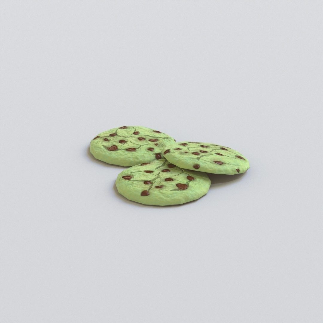 Mint Chocolate Chip Cookies G74 Low-poly 3D model_5