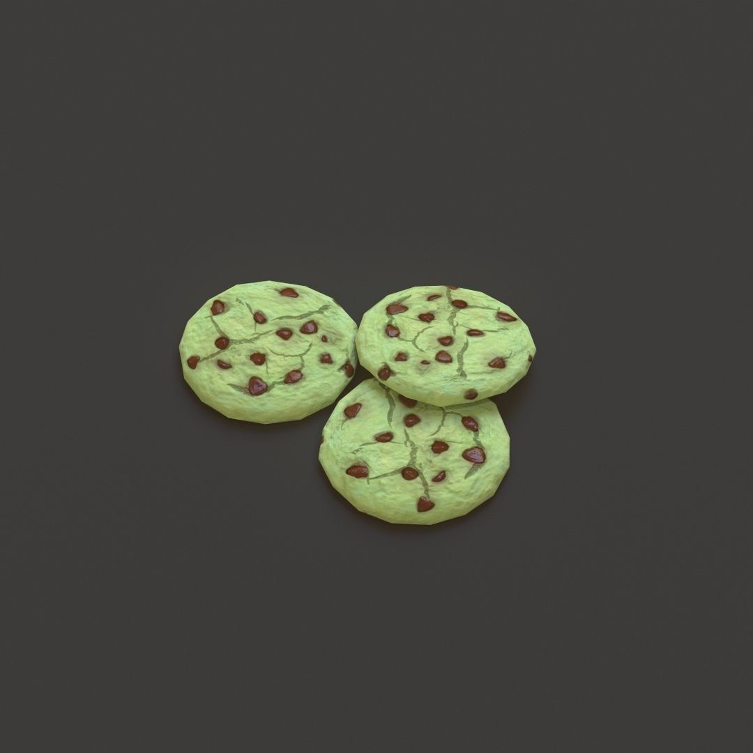 Mint Chocolate Chip Cookies G74 Low-poly 3D model_10