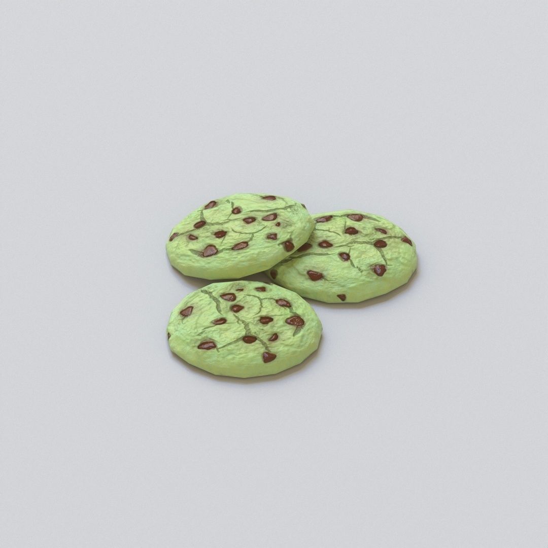 Mint Chocolate Chip Cookies G74 Low-poly 3D model_2
