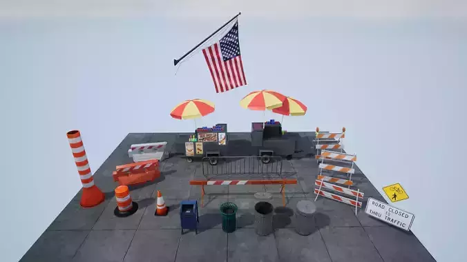 New York Enviromnet stuff Low-poly 3D model
