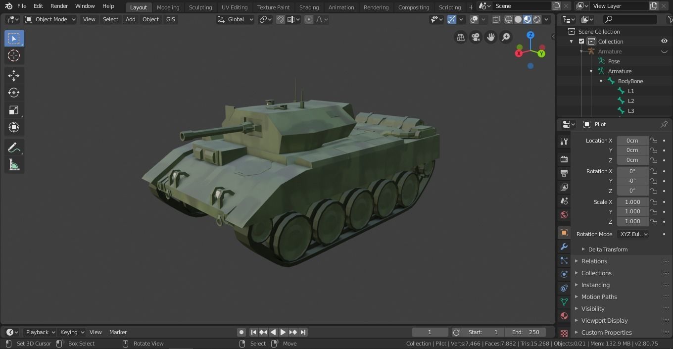 Tank inspired in British Crusader Tank Low-poly 3D model_9