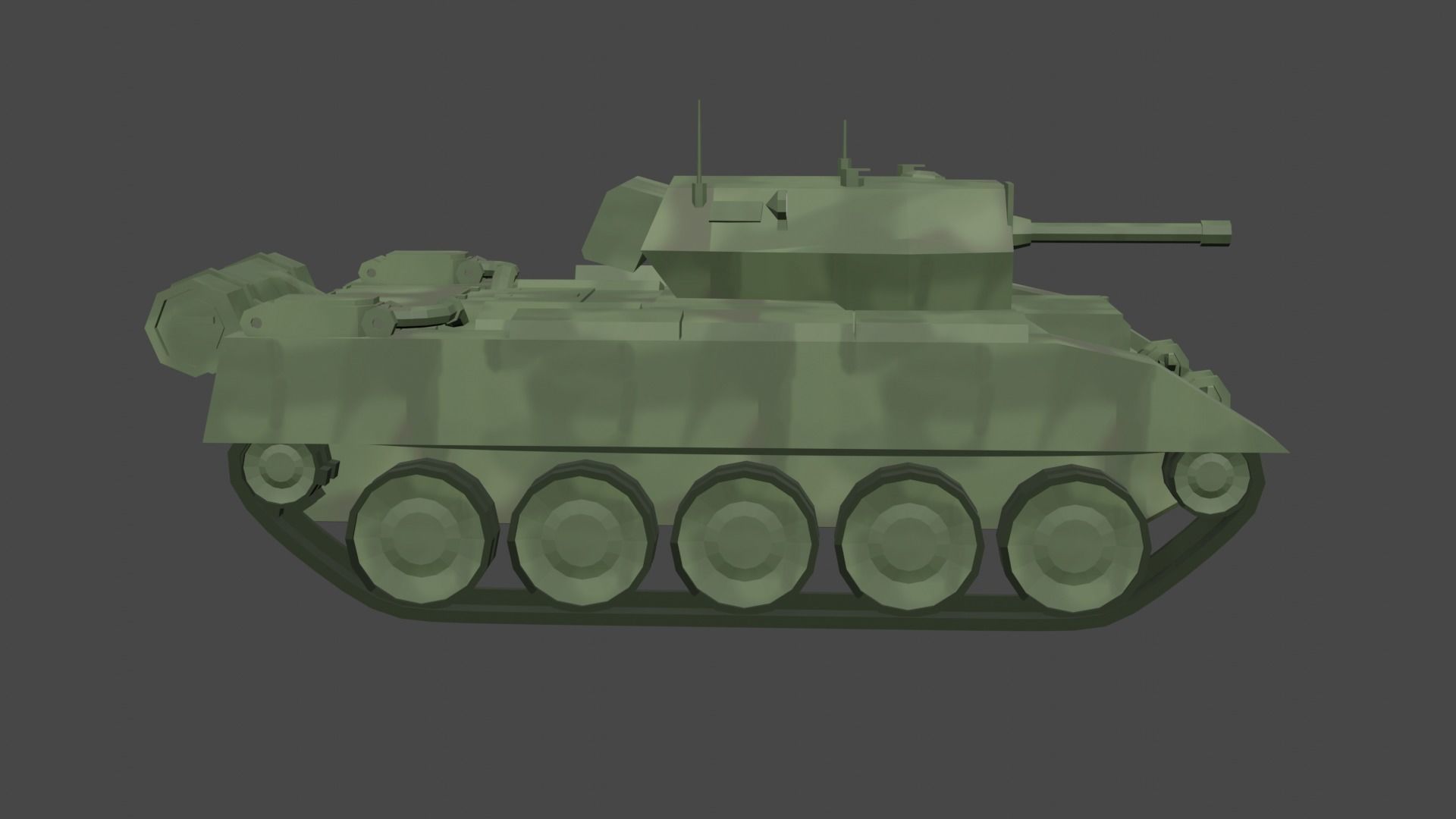 Tank inspired in British Crusader Tank Low-poly 3D model_2