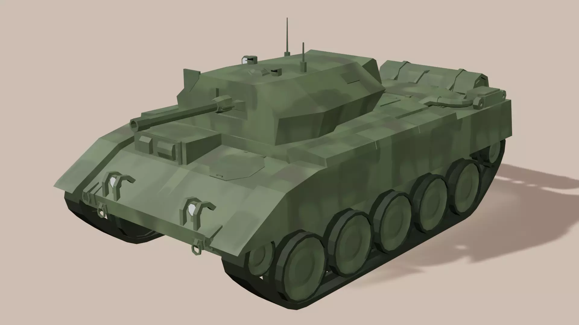 Tank inspired in British Crusader Tank Low-poly 3D model_0