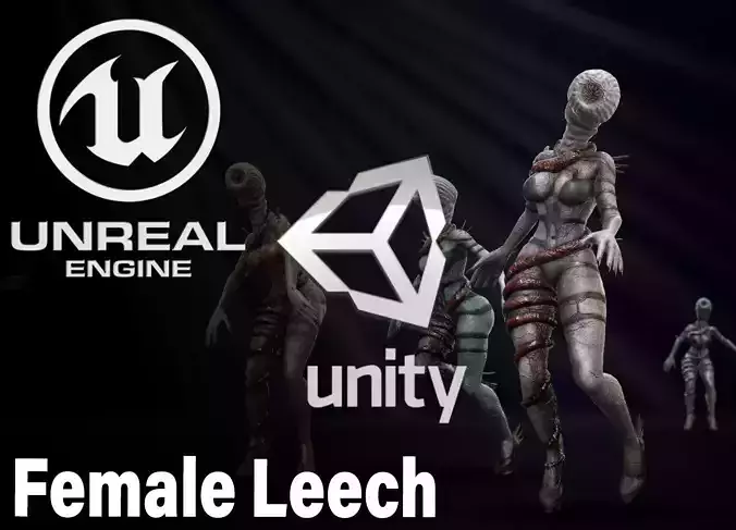 Female Leech Low-poly 3D model