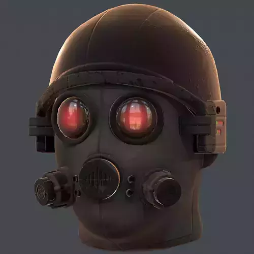 Gas mask helmet 3d model scifi Low-poly 