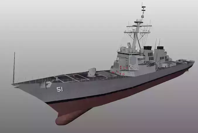 Arleigh Burke class destroyer ddg51 very low poly 3d model Low-poly 3D model