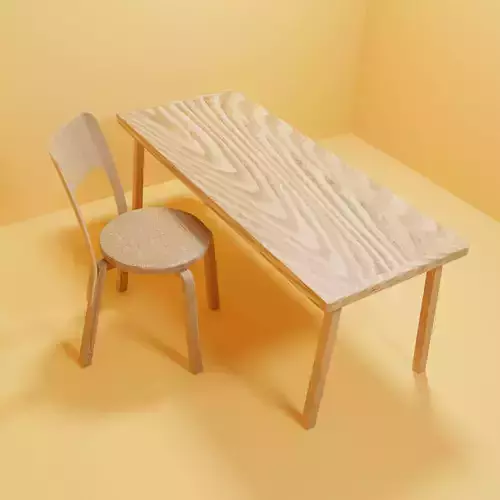 Wood Chair and Wood Table