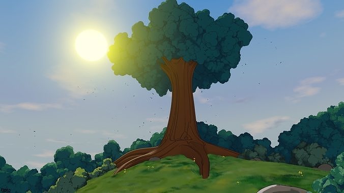 Procedural Anime Tree Model 3D model