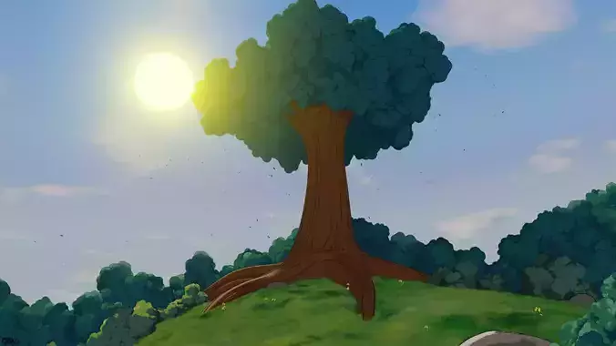 Procedural Anime Tree Model 3D model