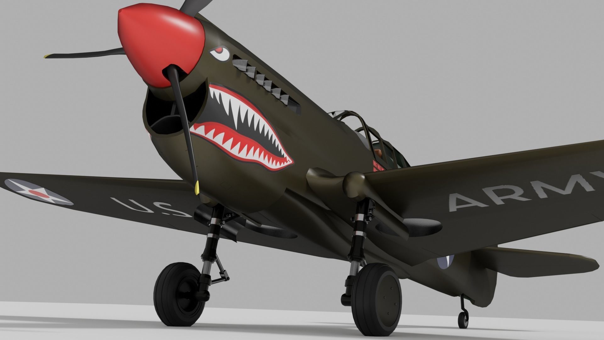 P-40 Warhawk Low-poly 3D model_4