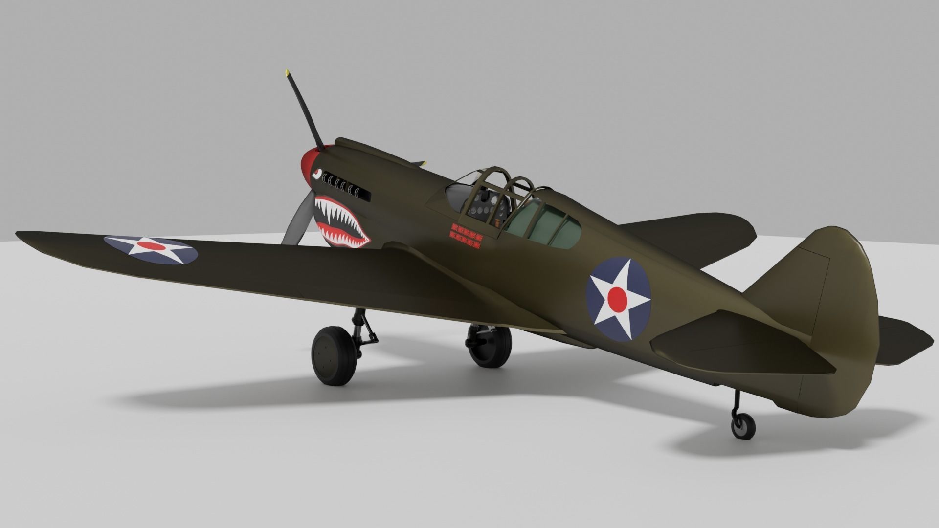P-40 Warhawk Low-poly 3D model_2