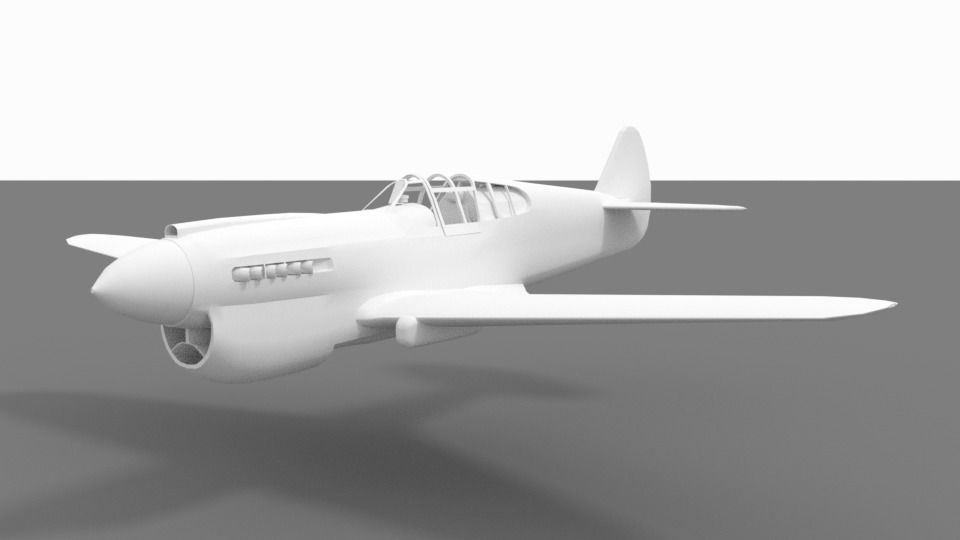 P-40 Warhawk Low-poly 3D model_7