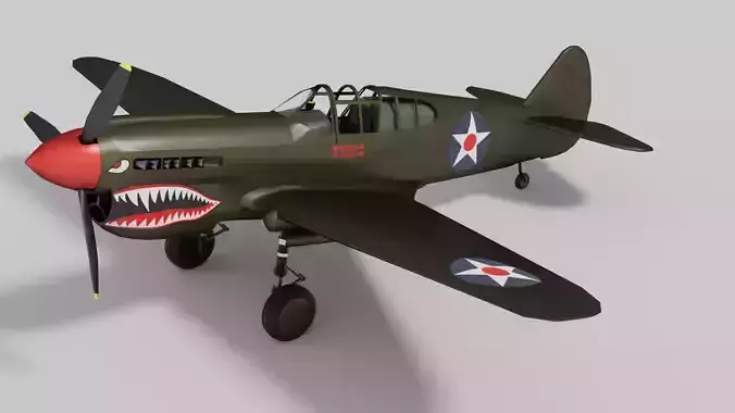 P-40 Warhawk Low-poly 3D model