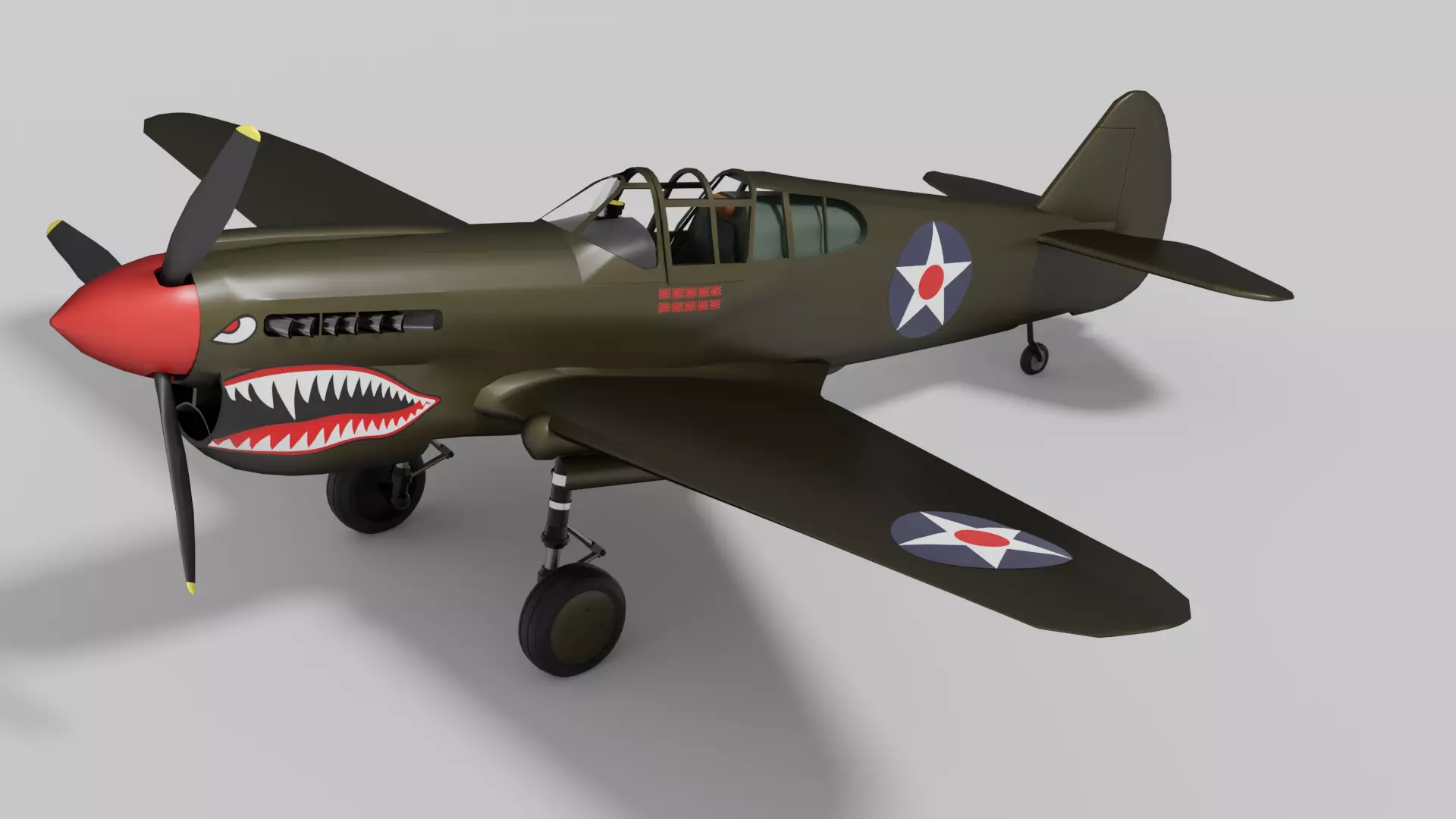 P-40 Warhawk Low-poly 3D model_0