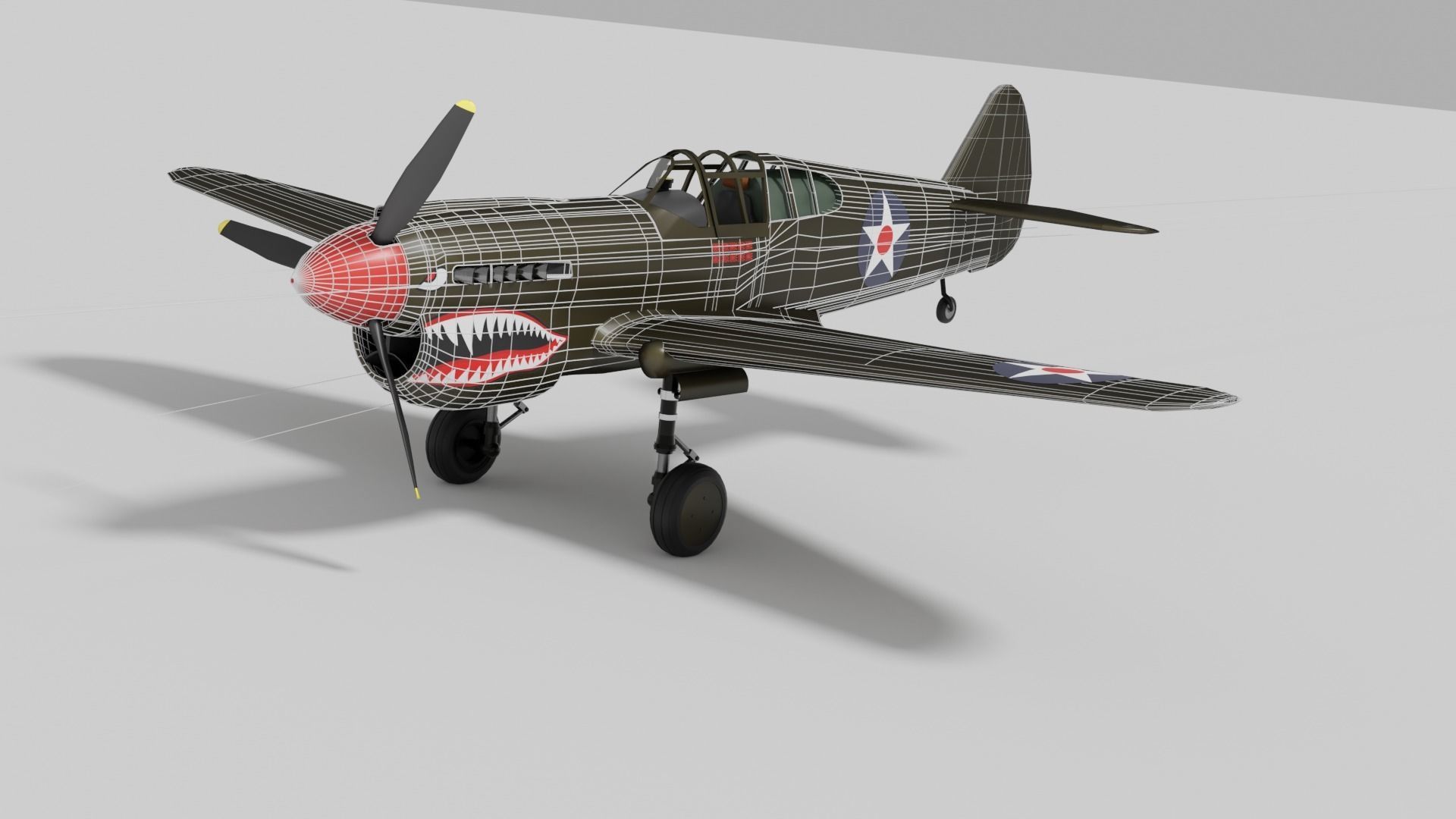 P-40 Warhawk Low-poly 3D model_6