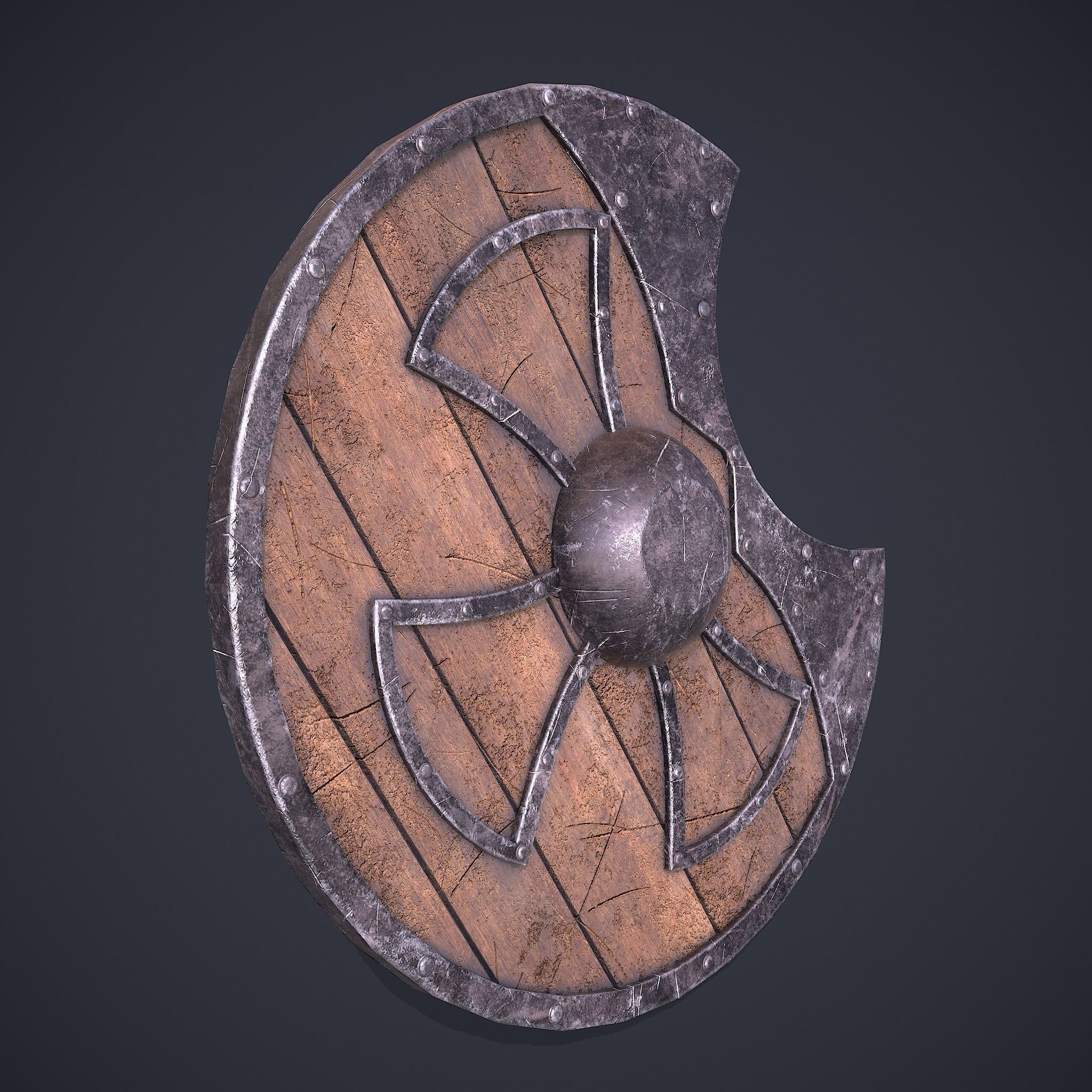 Medeival Warriors LARP Shield Low-poly 3D model_6