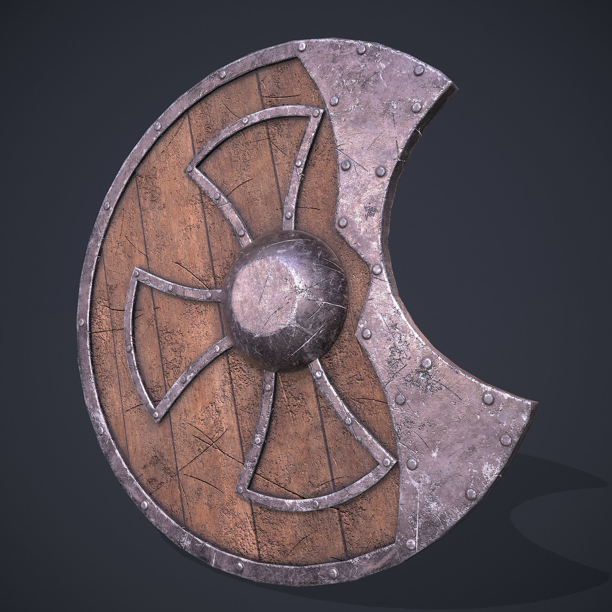 Medeival Warriors LARP Shield Low-poly 3D model_3