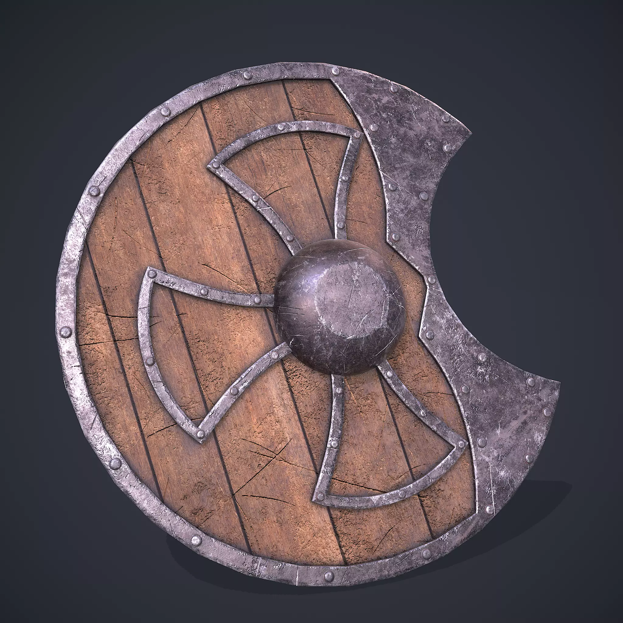 Medeival Warriors LARP Shield Low-poly 3D model_0