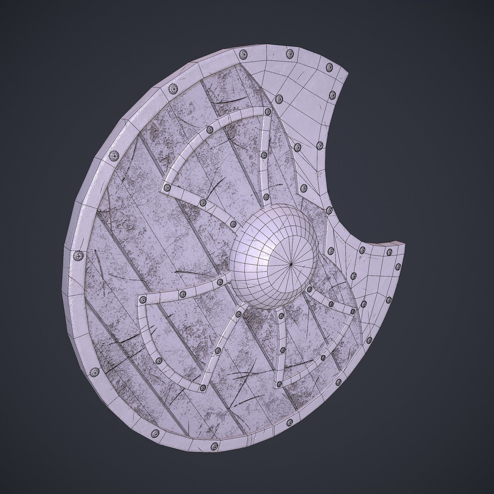 Medeival Warriors LARP Shield Low-poly 3D model_27