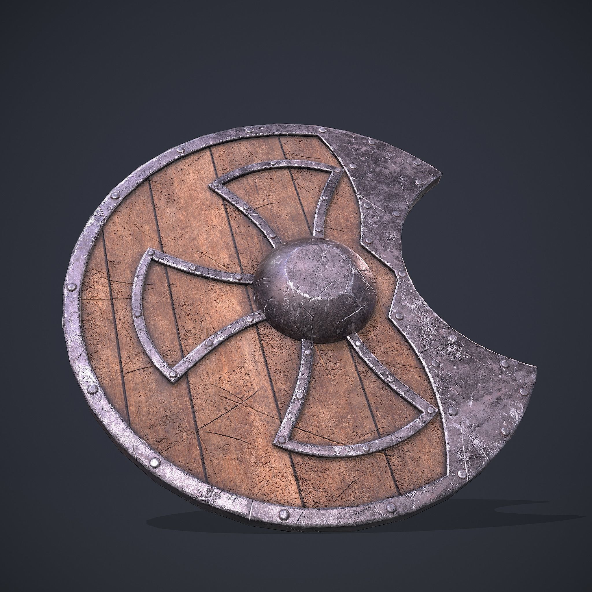 Medeival Warriors LARP Shield Low-poly 3D model_9