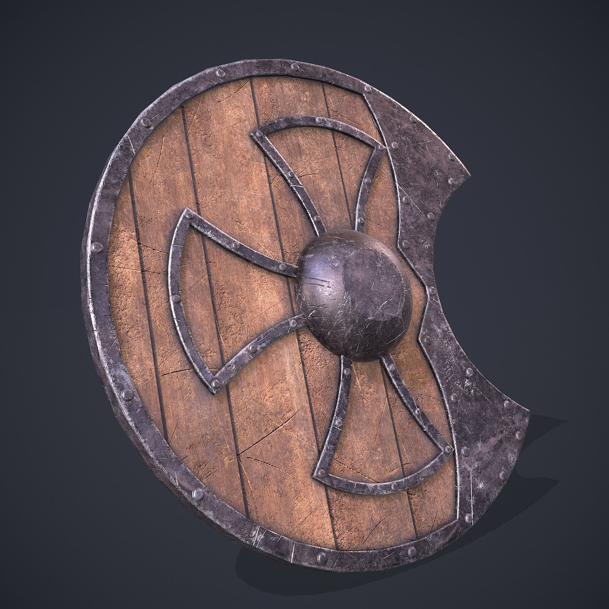Medeival Warriors LARP Shield Low-poly 3D model_2
