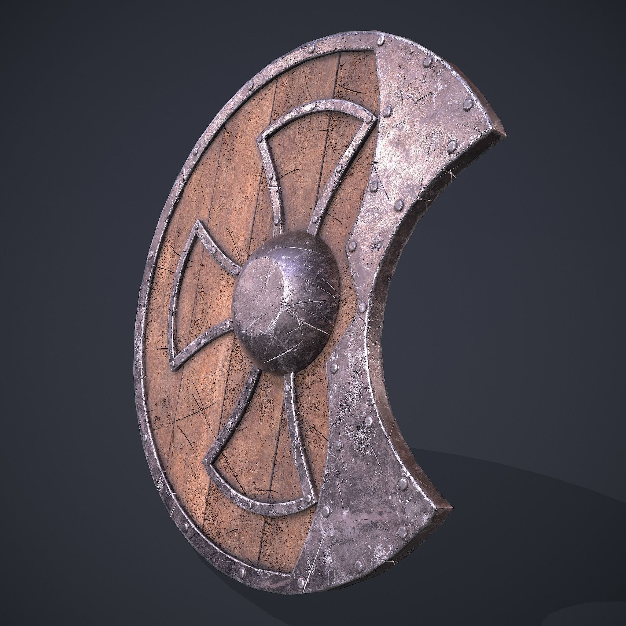Medeival Warriors LARP Shield Low-poly 3D model_5