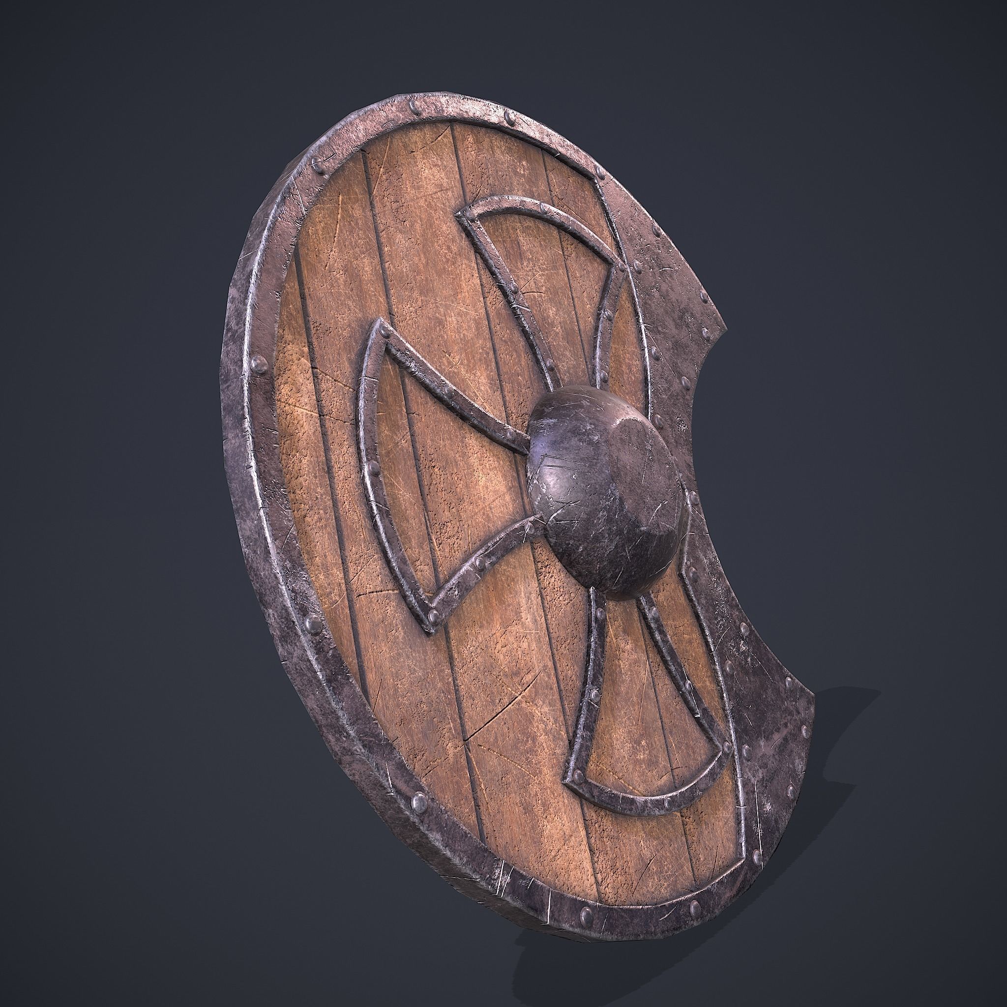 Medeival Warriors LARP Shield Low-poly 3D model_4